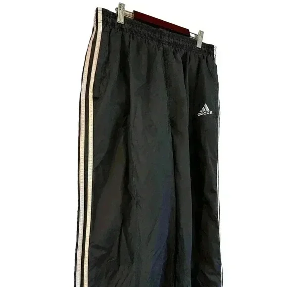 Vintage Adidas Men’s Track Pants Windbreaker 3 Stripes Zip Ankles Size Large - Picture 2 of 6